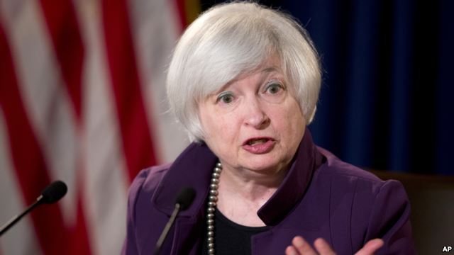 Chủ tịch Fed Janet Yellen phát biểu trong một cuộc họp báo diễn ra sau một cuộc họp của Ủy ban Thị trường Mở Liên Bang ở Washington, 17/6/2015.