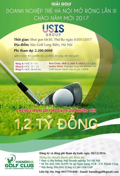 USIS  Group Hân Hạnh Tài Trợ Giải Golf Hội Doanh Nghiệp Trẻ Hà Nội Mở Rộng Lần III – USIS Group 2017
